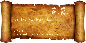 Palicska Rozita névjegykártya